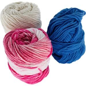 Cotton Yarn For Crochet Lot Of 3 Skeins Blue Natural Pink Variegated Crafts